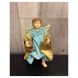 Blue starched cloth Angel Christmas ornament