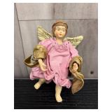 Pink starched cloth angel doll ornament
