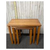set of three light wood nesting tables