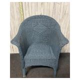 blue woven wicker barrel armchair