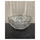 Vintage pressed glass bowl with diamond patterns