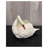 White ceramic swan trinket dish
