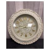 Vintage white & gold-toned wall clock