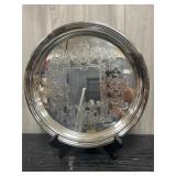 vintage silver-colored round serving tray