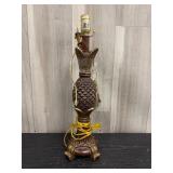 Metal & wood pineapple lamp with tassel & pineappl