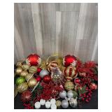 Large Red & Gold Christmas decorations lot