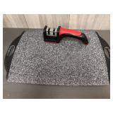 Cutting board and knife sharpener
