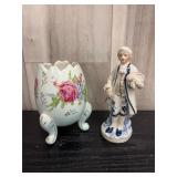 Porcelain Cracked Egg vase & Rococo gentleman