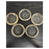 Leonard Silver cut glass silverplate coasters