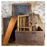 Slate Board, racquets, etc.