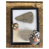 Native American Axe and Pottery