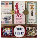 War Bond Stamps, pins, etc.
