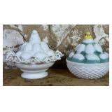 Milk Glass Chicks on Eggs