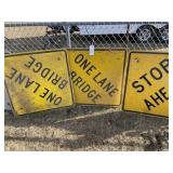 One Lane Bridge Signs & Stop Ahead Sign
