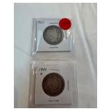 1907-1901-O Barber Half Dollars