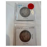 1903-O-1911-S Barber Half Dollars