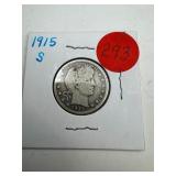 1915-S Barber Quarter