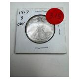 1917-D Obv Walking Liberty Half Dollar