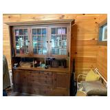 Oak Mission Style Cabinet w/glass doors