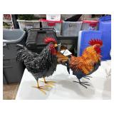 (2) Metal Roosters
