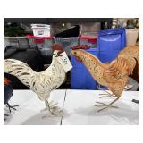 (2) Metal Roosters