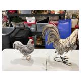 (2) Metal Chickens