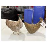 (2) Metal Chickens