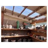 Large lot of bird feeders, planters etc