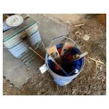 Pail of Ice Fishing Supplies