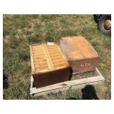 (2) Metal Cabinets w/wood doors