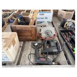 Crate of Skill saw, jig saw, other