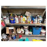 Shelf & Contents. Paint, Sprays, Gear Lube etc