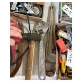 Pipe Wrench, Crescent Wrench & Hammer