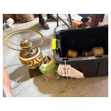 Tote of Antique Lamps & Parts