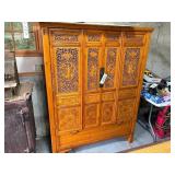 Vintage Chinese Pierced Screen Scholars Cabinet