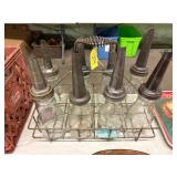Misc Oil Bottles w/Spouts & Carrier