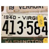 Virginia 1940 License Plate
