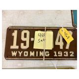 Wyoming 1932 License Plate