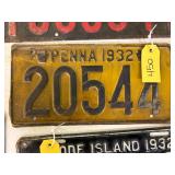 Penna 1932 License Plate