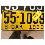 S.DAK 1933 License Plate