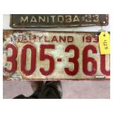 Maryland 1932 License Plate