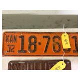 Kansas 1932 License Plate