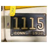 Conn. 1932 License Plate