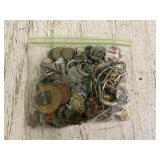 Bag of Misc Jewelry, Coins & other
