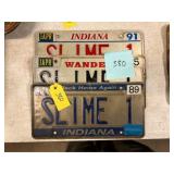 (3) 'Slime 1' Indiana Custom License Plates