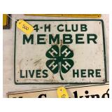 4-H Club Member Metal Sign