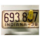 Indiana 1938 License Plate