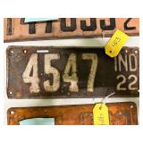 Indiana 1922 License Plate