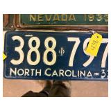North Carolina 1933 License Plate