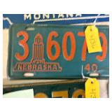 Nebraska 1940 License Plate